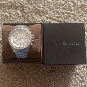 Michael Kors silver watch with crystal bezel